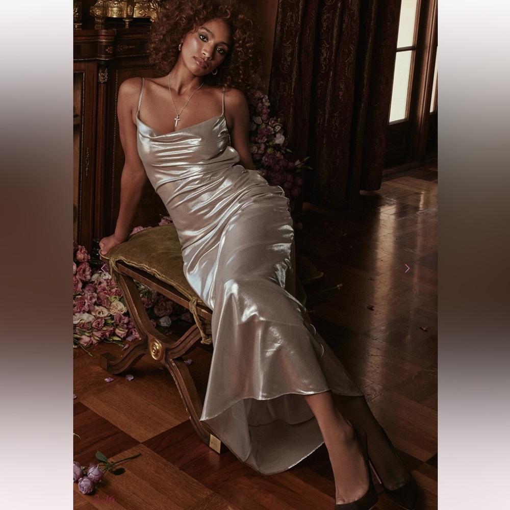 House of CB Leia Shimmering Silver Dress